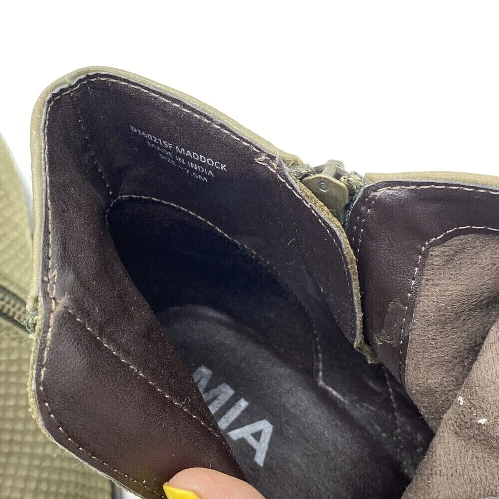 MIA Women’s Size 7.5 Maddock Heeled Ankle Boots Green